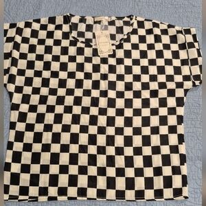 Checkered Black and White Women's Blouse